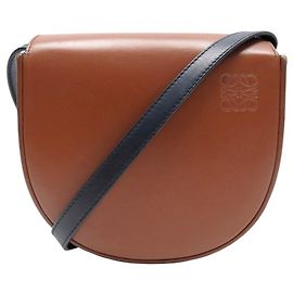 BOLSA DE MÃO LOEWE HEEL DUO A894A01X02 EM COURO MARROM & PRETO ALÇA