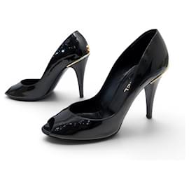 CHAUSSURES CHANEL ESCARPINS LOGO CC G25879 39 EN CUIR VERNIS NOIR SHOES - Chanel