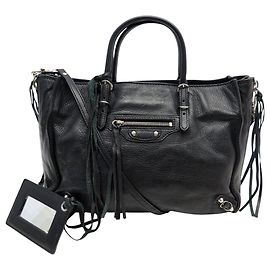BORSA BALENCIAGA PAPIER A6 370926 TRACULLA IN PELLE GRANULATA NERA
