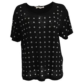 Camiseta con ojales Maje en algodón negro