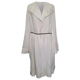 Vestido con cinturón Bottega Veneta en seda blanco roto