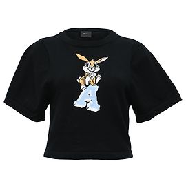  Axel Arigato Knitted Bunny Printed T-Shirt in Black Cotton