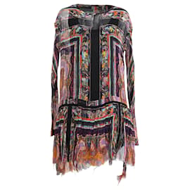 Vestido transparente estampado Dries Van Noten en seda multicolor