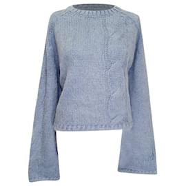 Maglione corto in maglia a treccia JW Anderson in acrilico azzurro