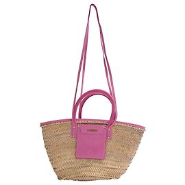 Borsa Tote Le Panier Jacquemus in rafia rosa