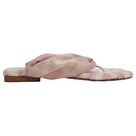 Sandali bassi a punta aperta Burberry con stampa Check in cotone rosa