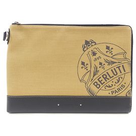 Clutch Nino GM Lodge Canvas di Berluti