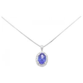 Autre Marque Collana in oro bianco Au750 con tanzanite e diamanti