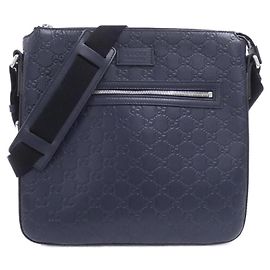 Borsa a tracolla Gucci GG in pelle blu navy