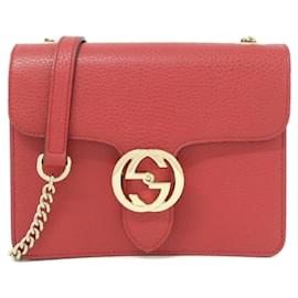 Borsa a tracolla in pelle rossa Gucci 510304 CAO0G