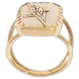 Pascale Monvoisin Anello Varda N1 in Oro e Smalto Bianco