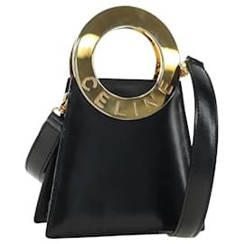 Borsa a Spalla CELINE Circle in Pelle Nera con Dettagli Oro Autentica 181901SM - Céline