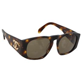 Occhiali da sole CHANEL in Plastica Marrone Oro CC Auth yk20489M