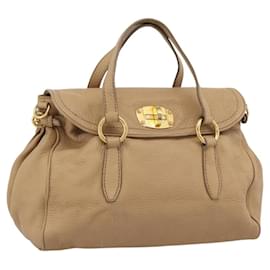 Sac cabas Miu Miu en cuir beige or Auth 184214A