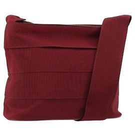 Salvatore Ferragamo Vala Schultertasche Canvas Leder Rot Gold Auth ka4578A