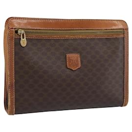 Céline Borsa Business CELINE Macadam Canvas PVC Pelle Marrone Oro Auth ka4622