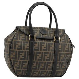 Borsa a mano FENDI Zucca Canvas Nero Marrone Auth 182969V
