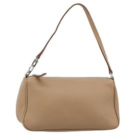 Borsa a Spalla Salvatore Ferragamo Gancini in Pelle Beige Argento Auth BA13171
