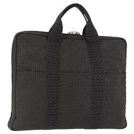 Hermès HERMES Her Line Borsa in tela nera argento Auth bs35384
