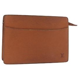 LOUIS VUITTON Epi Pochette Homme Bag Brown Zipangu Gold M52528 LV Auth 182712