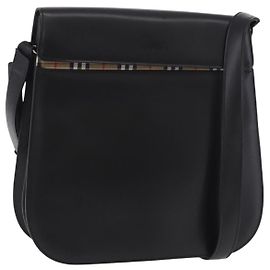 Borsa a Spalla Burberry in Pelle Nera Argento Auth 184472A
