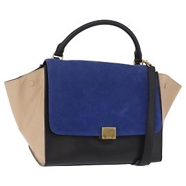 Céline Borsa CELINE Trapeze in pelle 2way Nera Oro Auth 183043