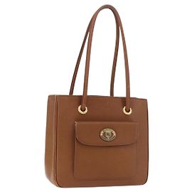 Burberry Tote Bag Leder Beige Gold Auth 183056
