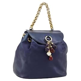 Borsa a tracolla con catena LOEWE in pelle viola e oro Auth 182917A