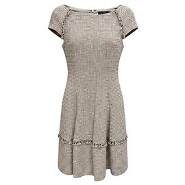 Autre Marque Talbot Runhof Pailletten-Tweedkleid White / Pink / Black / Rose Gold Metallic