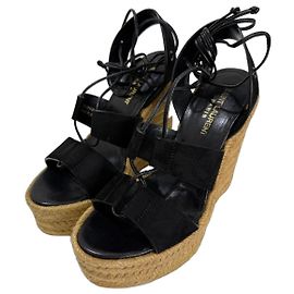 Saint Laurent Jewell Espadrilles con zeppa in camoscio - Nero 37.5