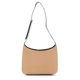Borsa a tracolla Prada in pelle beige con chiusura a strappo