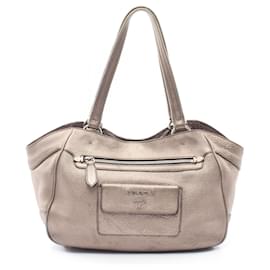 Borsa Tote in pelle marrone Prada VIT.DAINO