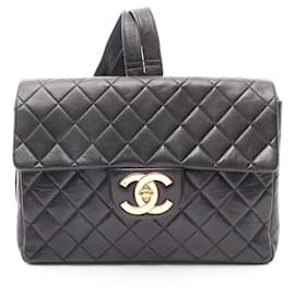 Chanel Matelassé Rucksack aus schwarzem Lammleder