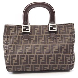 Bolso Tote Fendi Zucca marrón cuero y lona