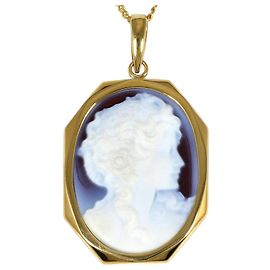 Autre Marque Collar de oro amarillo de 18K con camafeo de concha