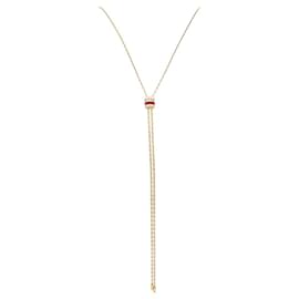 Collana Boucheron "Cravate Quatre Red Edition", 3 ori, ceramica rossa, diamanti. Piccolo modello.