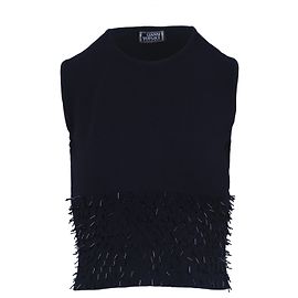 Top de punto negro sin mangas con adornos Gianni Versace