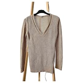 Hermès Jersey de seda beige cuello en V