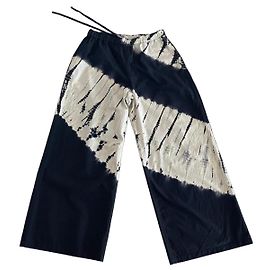 Autre Marque Pantalones Suzusan Shibori Algodón Negro Marfil Talla L