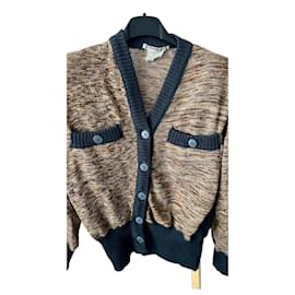 Saint Laurent Wollcardigan Braun und Marineblau