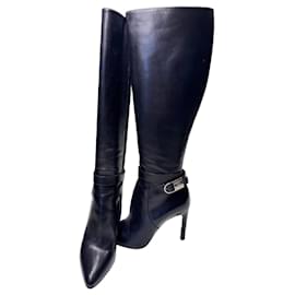 Louis Vuitton Kniehohe Lederstiefel Schwarz mit Absatz