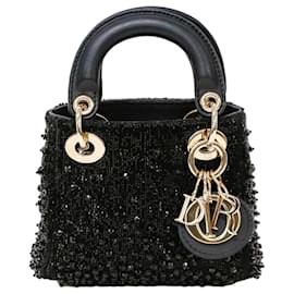 Dior Lady Dior Mini Piel Negra Perlas