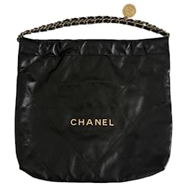 Chanel 22 Borsa Shopper Medium in Agnello Nero