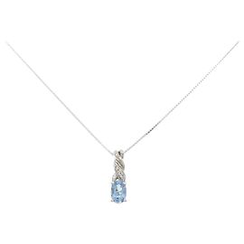 Autre Marque Collana in oro bianco Au750, acquamarina e diamante