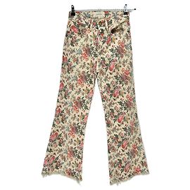 Autre Marque Vaqueros de denim con estampado floral beige THE GREAT