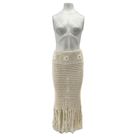 Falda de ganchillo Alanui beige de algodón