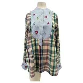Autre Marque Karo- und Patchwork-Bluse