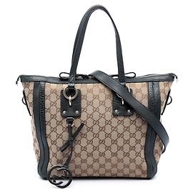 Borsa Satchel Gucci Beige Medium GG Canvas Charm