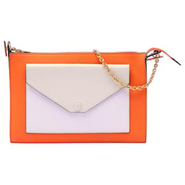 Céline Celine Orange Tricolor Leather Pocket Envelope Zip Crossbody