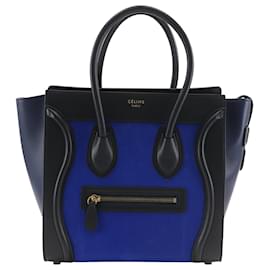 Céline Borsa Tote Luggage in nubuck tricolore e pelle di vitello blu di Celine